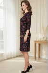 Rochie Palloma cu croiala usor cambrata, imprimeu cercuri rosii, maneca 3/4 si buzunare
