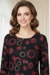 Rochie Palloma cu croiala usor cambrata, imprimeu cercuri rosii, maneca 3/4 si buzunare