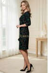 Rochie Palloma cu croiala usor cambrata, imprimeu cercuri verzi, maneca 3/4 si buzunare