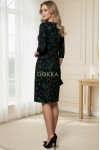 Rochie Palloma cu croiala usor cambrata, imprimeu cercuri verzi, maneca 3/4 si buzunare