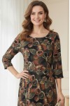 Rochie Palloma cu croiala usor cambrata, imprimeu frunze, maneca 3/4 si buzunare