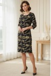 Rochie Palloma cu croiala usor cambrata, imprimeu galben, maneca 3/4 si buzunare
