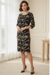 Rochie Palloma cu croiala usor cambrata, imprimeu galben, maneca 3/4 si buzunare