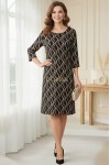 Rochie Palloma cu croiala usor cambrata, imprimeu romburi, maneca 3/4 si buzunare