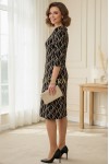 Rochie Palloma cu croiala usor cambrata, imprimeu romburi, maneca 3/4 si buzunare