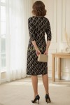Rochie Palloma cu croiala usor cambrata, imprimeu romburi, maneca 3/4 si buzunare