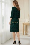Rochie Palloma cu croiala usor cambrata, imprimeu verde inchis, maneca 3/4 si buzunare