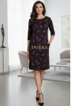Rochie Palloma cu croiala usor cambrata, imprimeu visiniu, maneca 3/4 si buzunare