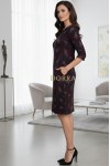 Rochie Palloma cu croiala usor cambrata, imprimeu visiniu, maneca 3/4 si buzunare