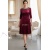 Rochie Rossa din catifea grena, cu guler aplicat si maneca 3/4
