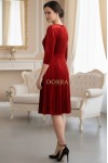 Rochie Rossa din catifea rosie, cu guler aplicat si maneca 3/4