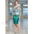 Rochie Sanziana din catifea verde si peplum in talie