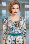 Rochie Sanziana din catifea verde si peplum in talie
