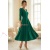 Rochie midi Sofia din barbie verde cu maneci bufante si buzunare