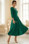 Rochie midi Sofia din barbie verde cu maneci bufante si buzunare