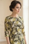 Rochie lunga Sorina din vascoza cu imprimeu vegetal, cu crapaturi si buzunare