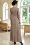 Rochie lunga Sorina din vascoza cu imprimeu floral, cu crapaturi si buzunare