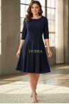 Rochie de ocazie Willa din lurex bleumarin, cu maneca 1/2 si croiala clos