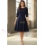 Rochie de ocazie Willa din lurex bleumarin, cu maneca 1/2 si croiala clos