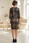 Rochie cocktail Anisya din jerse cu imprimeu metalizat, croiala larga si buzunare