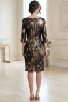 Rochie cocktail Anisya din jerse cu imprimeu metalizat auriu, croială ușor cambrată și buzunare