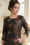Rochie cocktail Anisya din jerse cu imprimeu metalizat, croiala larga si buzunare