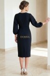 Rochie Ashley din stofa neagra cu pieptii petrecuti si catarama in talie