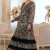 Rochie lunga Betsy din voal animal print, cu maneca lunga si dantela
