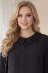 Rochie de zi Cara din stofă neagră, cu croială largă și mânecă 1/2