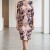 Rochie Corama din jerse roz prăfuit cu imprimeu floral, mânecă 3/4 și croială largă