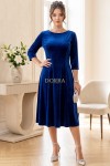 Rochie Daniela din catifea albastra, cu croiala in clini