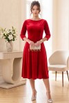 Rochie Daniela din catifea rosie, cu croiala in clini