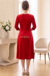 Rochie Daniela din catifea rosie, cu croiala in clini