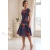 Rochie măsuri mari Diana din satin cu imprimeu tropical, cu clini și mânecă scurtă