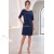 Rochie de zi Enigma din stofă bleumarin, cu croială largă și mânecă 1/2