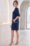 Rochie de zi Enigma din stofă bleumarin, cu croială largă și mânecă 1/2