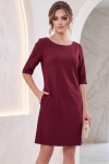 Rochie de zi Enigma din stofă grena, cu croială largă și mânecă 1/2