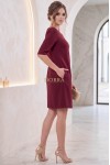 Rochie de zi Enigma din stofă grena, cu croială largă și mânecă 1/2