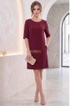 Rochie de zi Enigma din stofă grena, cu croială largă și mânecă 1/2
