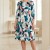 Rochie midi Gisele din jerse cu imprimeu abstract turquoise, mâneci 3/4, croială lejeră