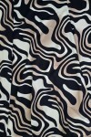 Rochie midi Gisele din jerse negru cu bej, mâneci 3/4, croială lejeră