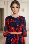 Rochie de ocazie Iris din voal imprimat, cu captuseala si curea