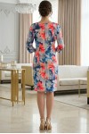Rochie de zi Iustina din barbie albastru cu flori corai