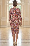 Rochie cambrată Iustina din barbie multicolor, cu mânecă 3/4