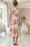Rochie midi Karin din barbie bej cu imprimeu floral culoarea piersicii, mâneci scurte, buzunare și cordon