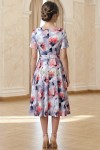Rochie midi Karin din barbie cu imprimeu floral roz, mâneci scurte, buzunare și cordon