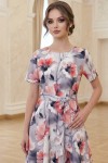 Rochie midi Karin din barbie cu imprimeu floral roz, mâneci scurte, buzunare și cordon