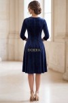 Rochie Katherine din catifea bleumarin, cu croiala in clini