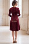 Rochie Katherine din catifea grena, cu croiala in clini