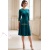 Rochie Katherine din catifea turquoise, cu croiala in clini